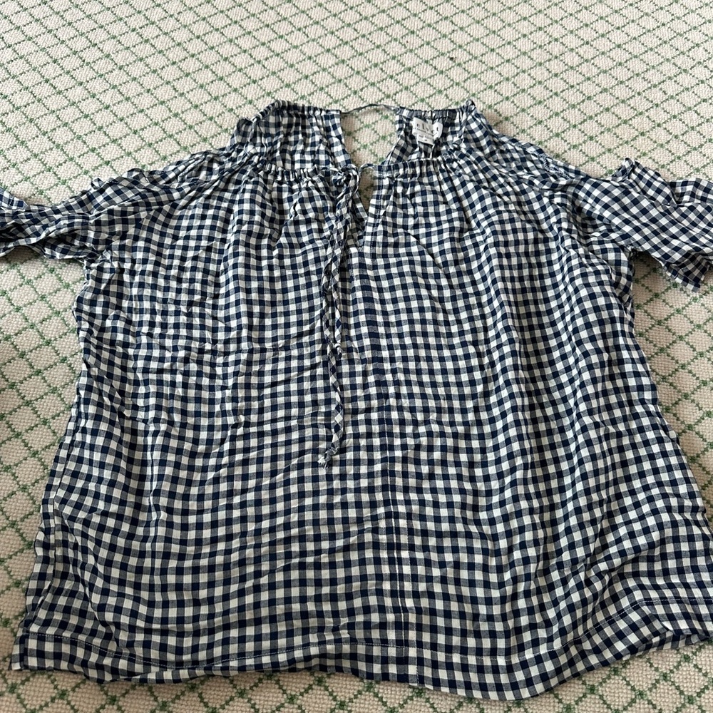 Velvet Graham & Spencer gingham cold shoulder top. Medium